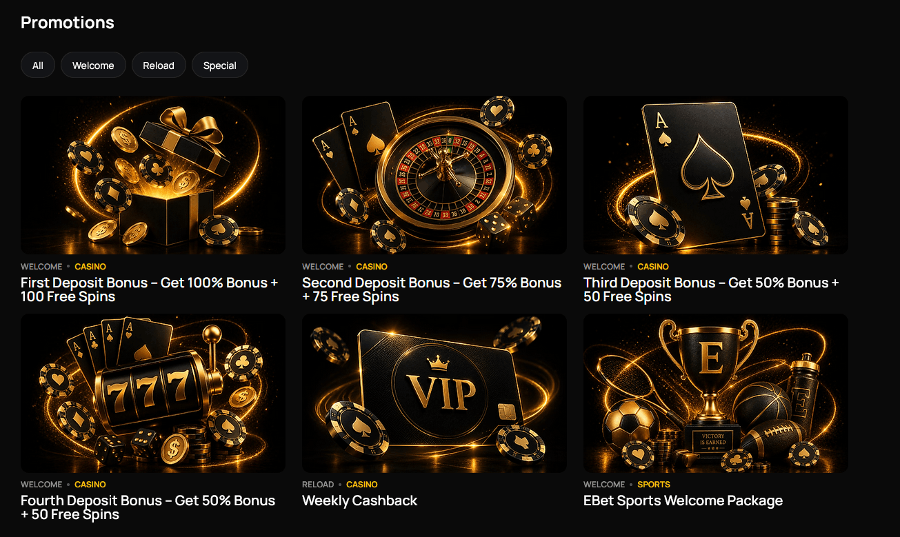 Ebet Casino – Bônus de Boas-Vindas