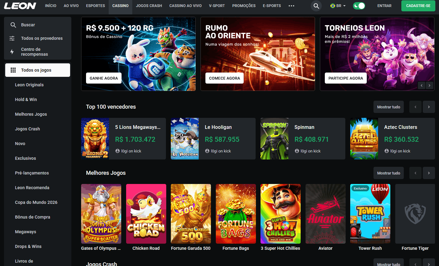 León Casino – Lobby com Yo Dragon